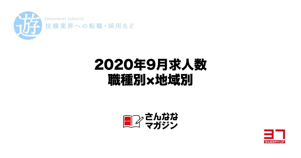 2020年9月の求人数（職種別 × 地域別）